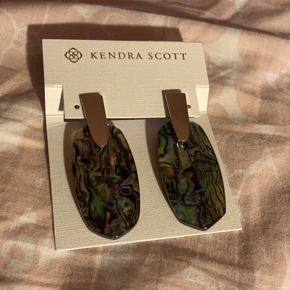 Kendra Scott Aragon Silver Abalone Shell Drop Earrings - Picture 7 of 10
